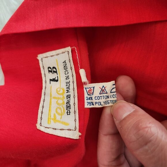 Kimono Style  Robe Chinese Embroidery Red Belted Cotton‎ Blend (Flaw) - Picture 7 of 14